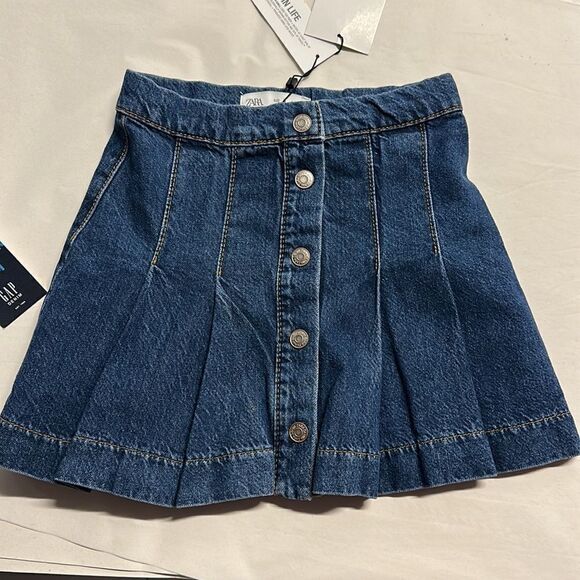 ZARA Kids | Blue | SNAPS BOX PLEAT DENIM SKIRT - Picture 5 of 5